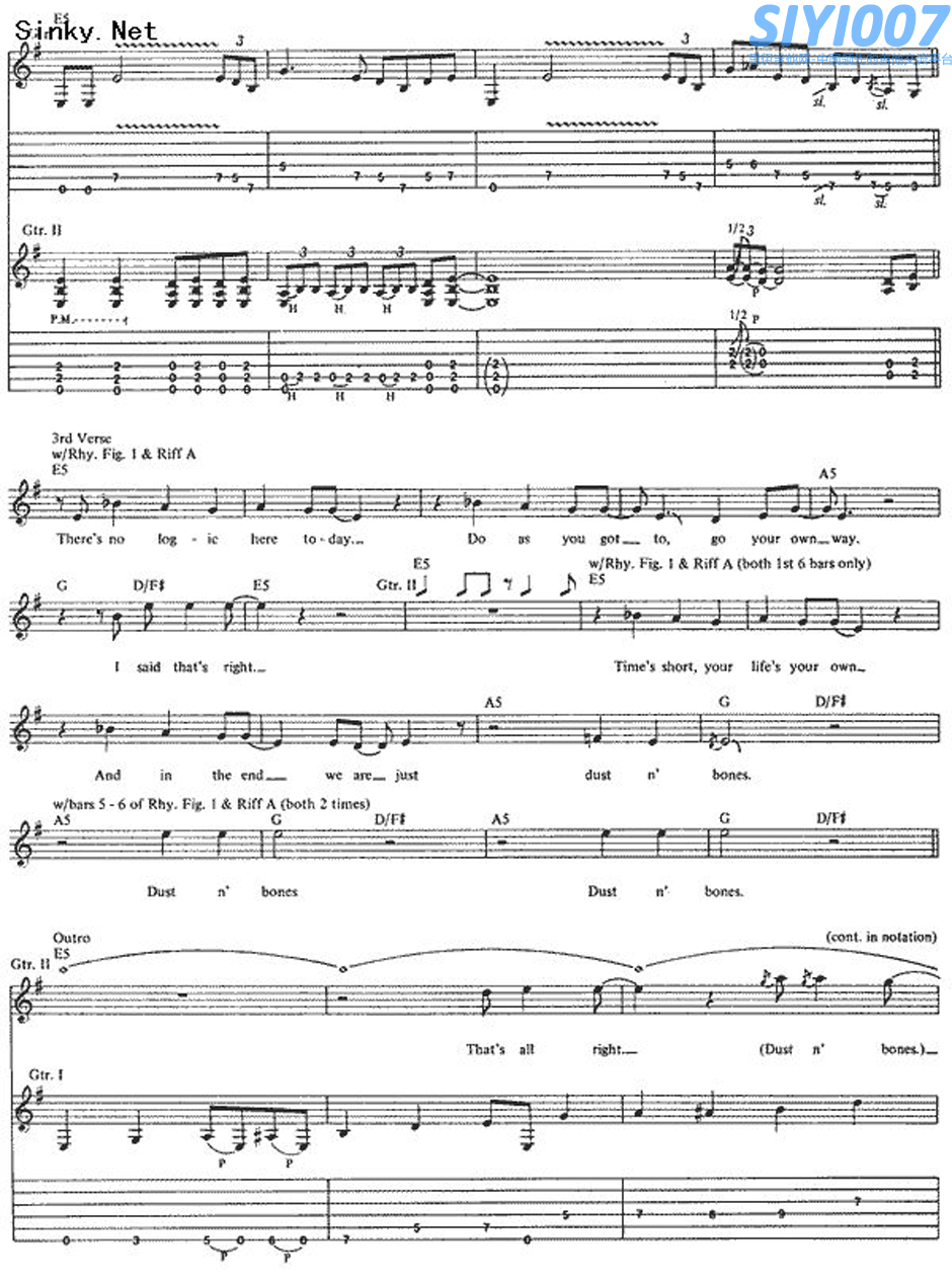 gun and roses(枪和玫瑰)dust n‘ bones吉他谱第7页