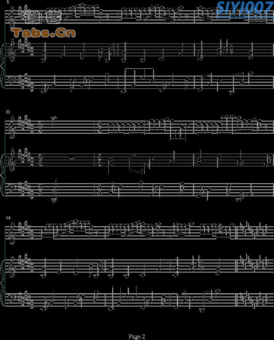 钢琴曲我在那一角落患过伤风 钢琴谱 经典版吉他谱第2页