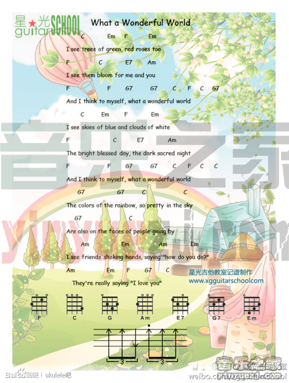 星光吉他版 《what a wonderful world》尤克里里谱