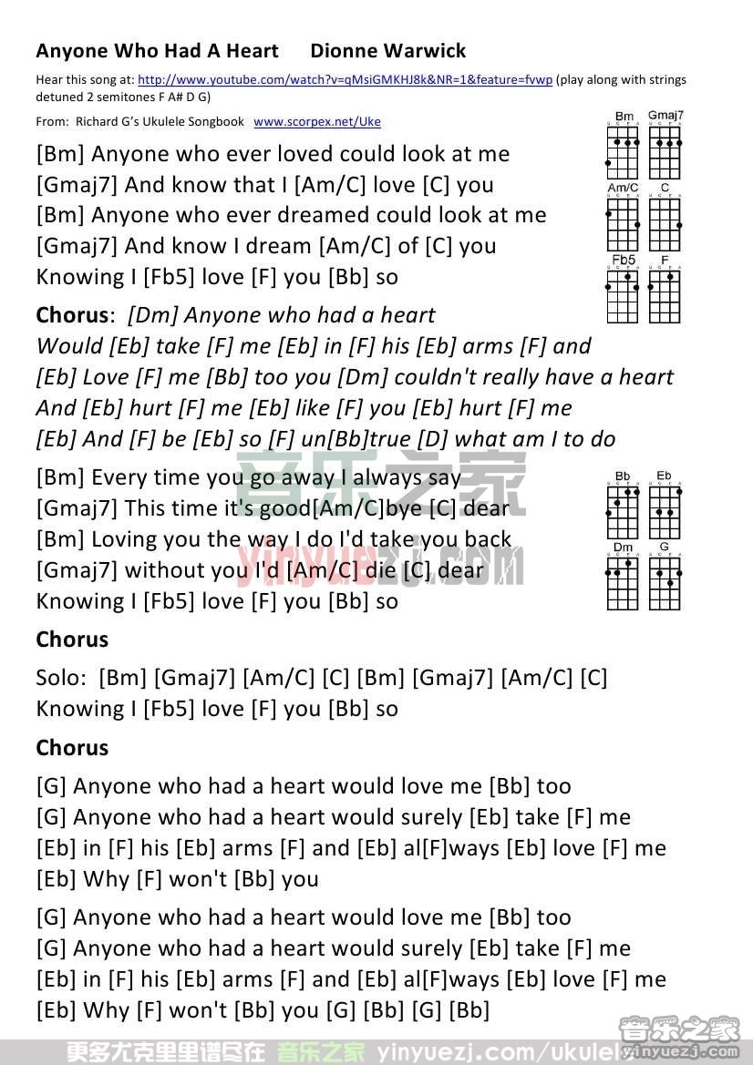 《anyone who had a heart》尤克里里谱