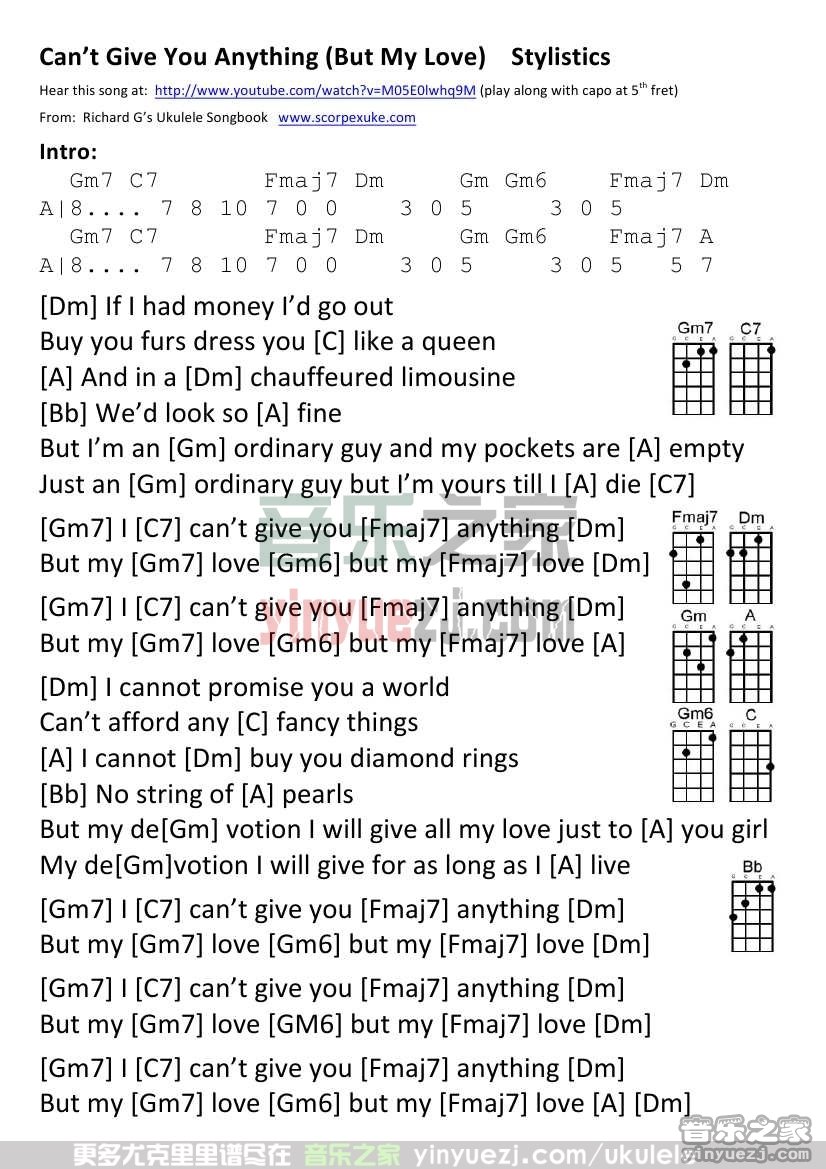 《Can‘t Give You Anything But My Love》尤克里里谱
