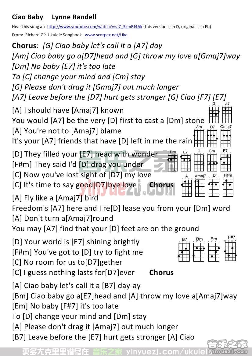 《Ciao Baby》尤克里里谱