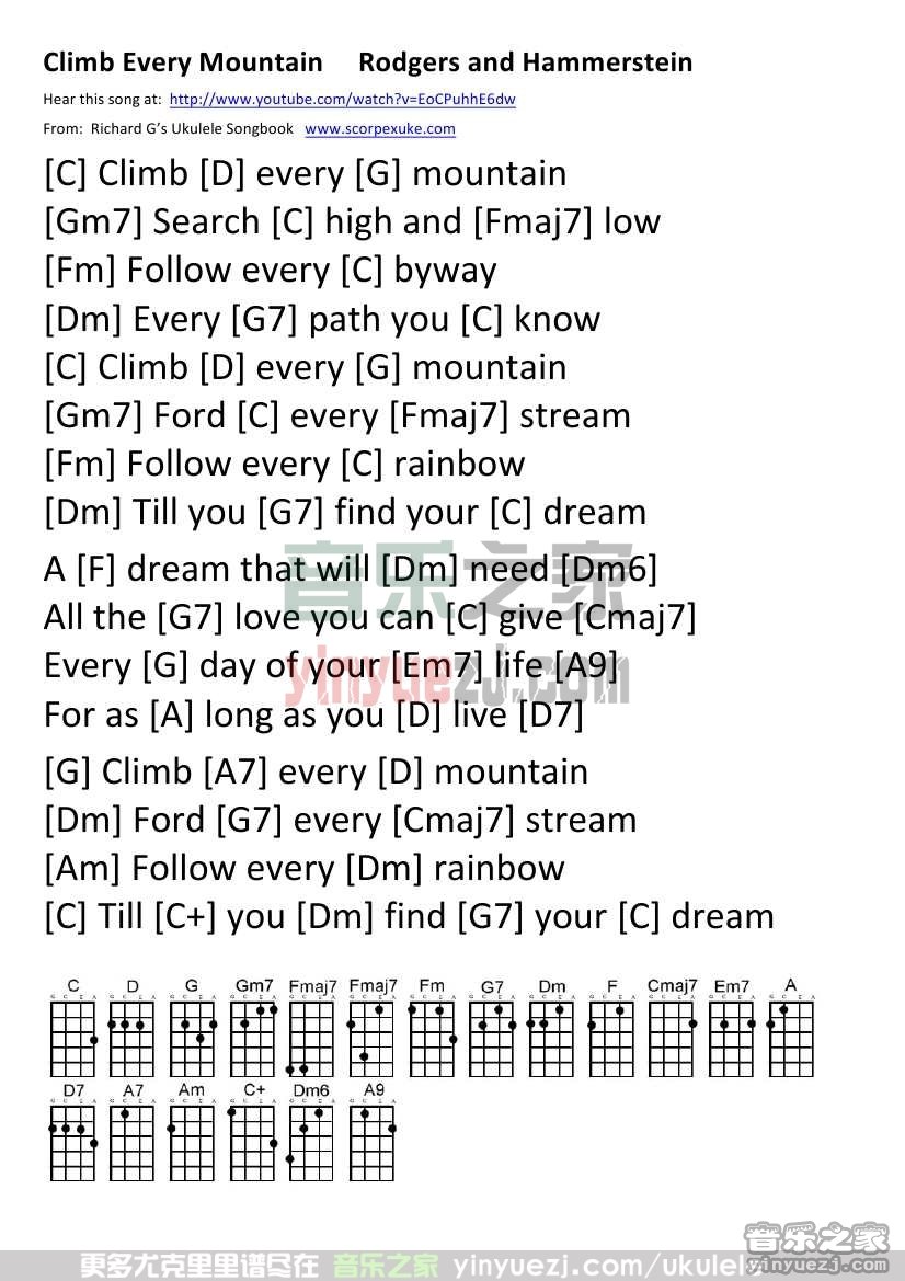 《Climb Every Mountain》尤克里里谱