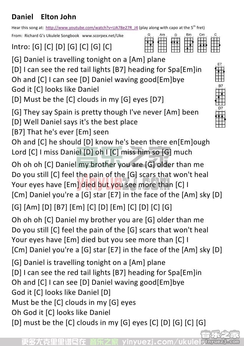 《Daniel》尤克里里谱