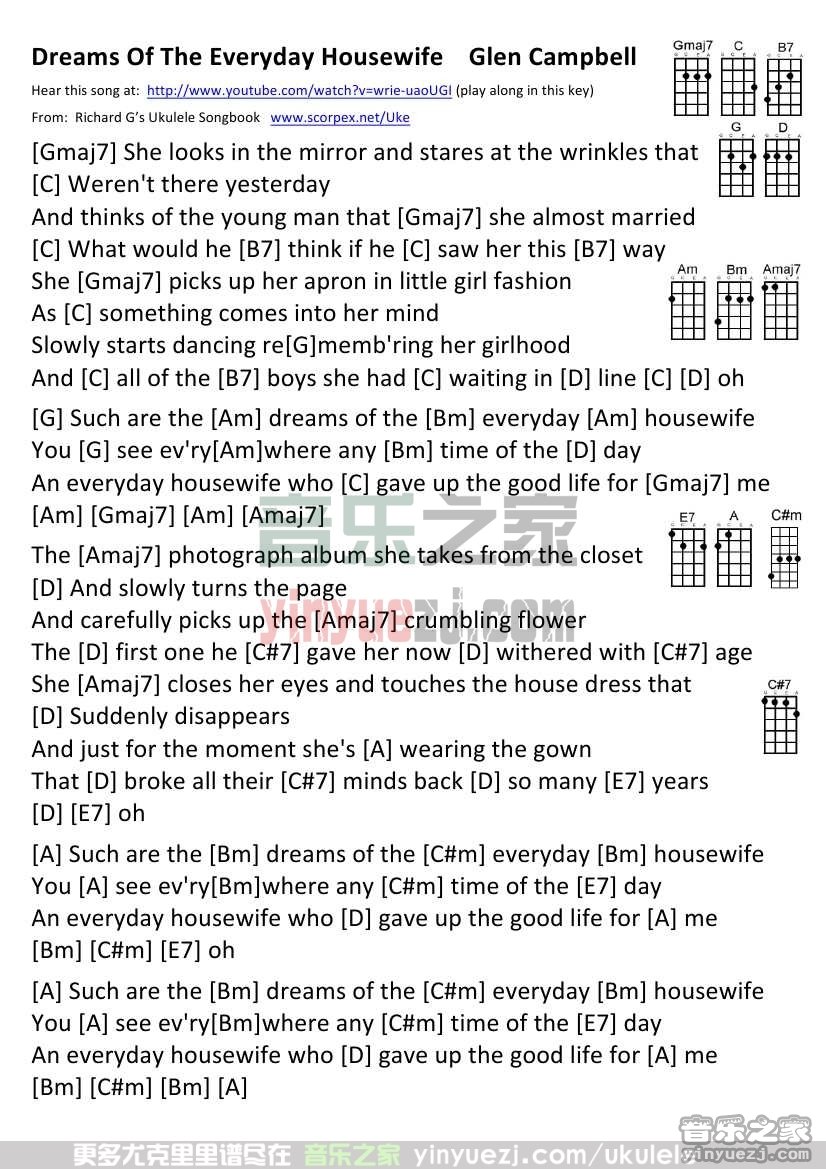 《Dreams of the Everyday Housewife》尤克里里谱