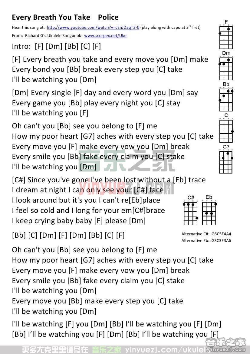 《Every Breath You Take》尤克里里谱