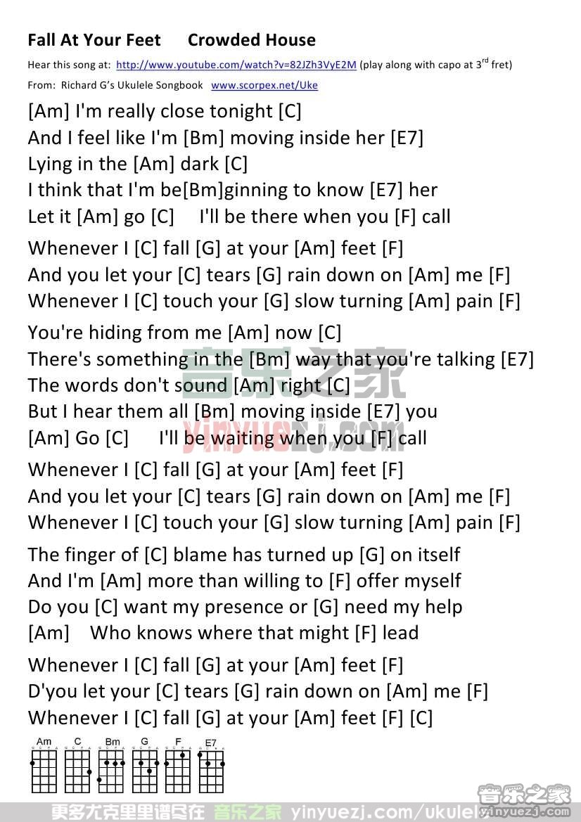 《Fall At Your Feet》尤克里里谱