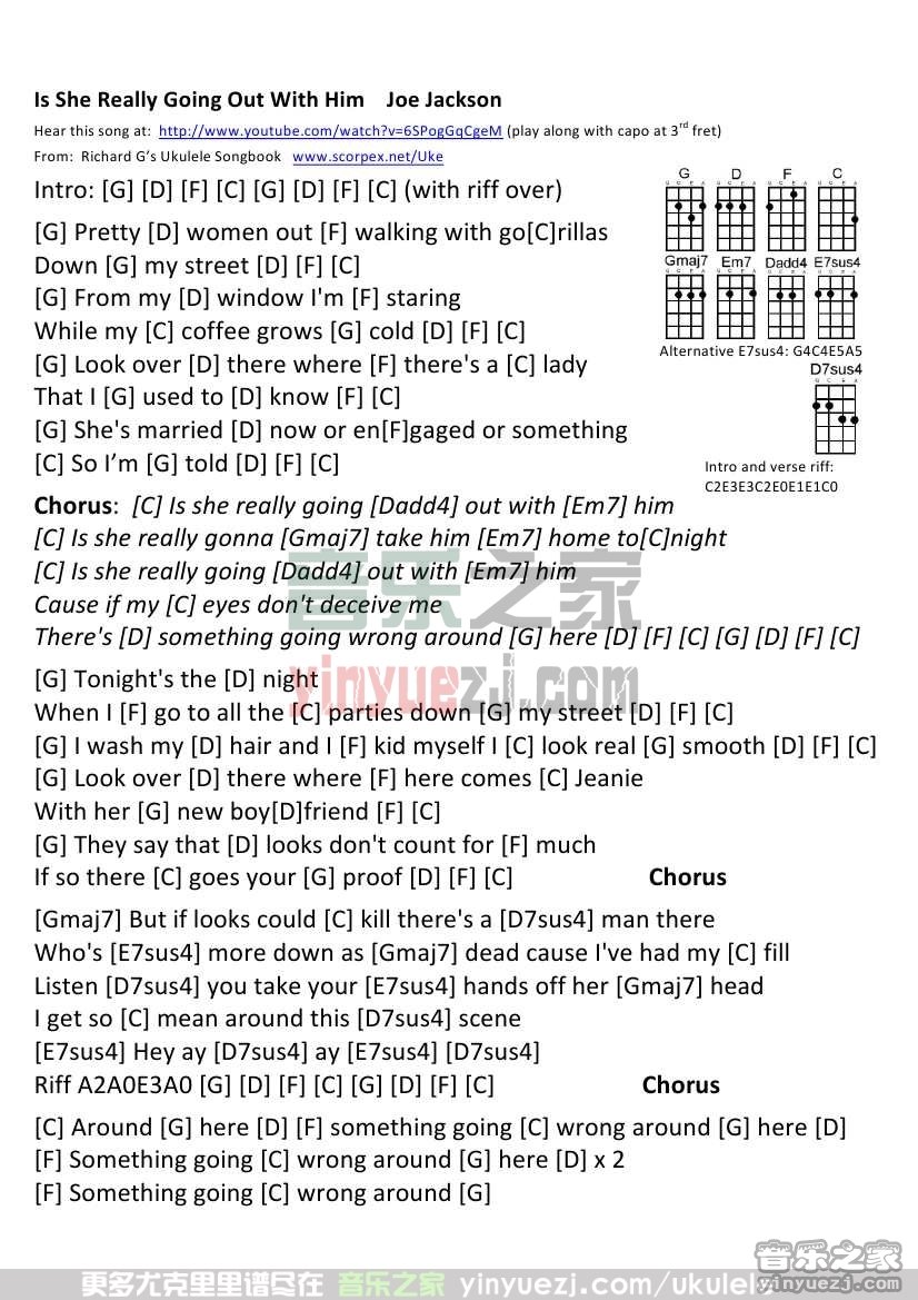《Is She Really Going Out With Him》尤克里里谱