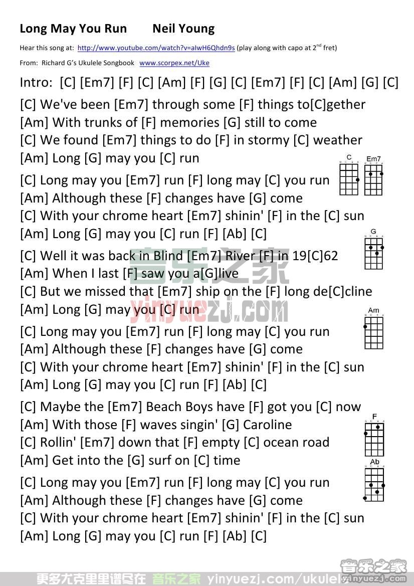 《Long May You Run》尤克里里谱