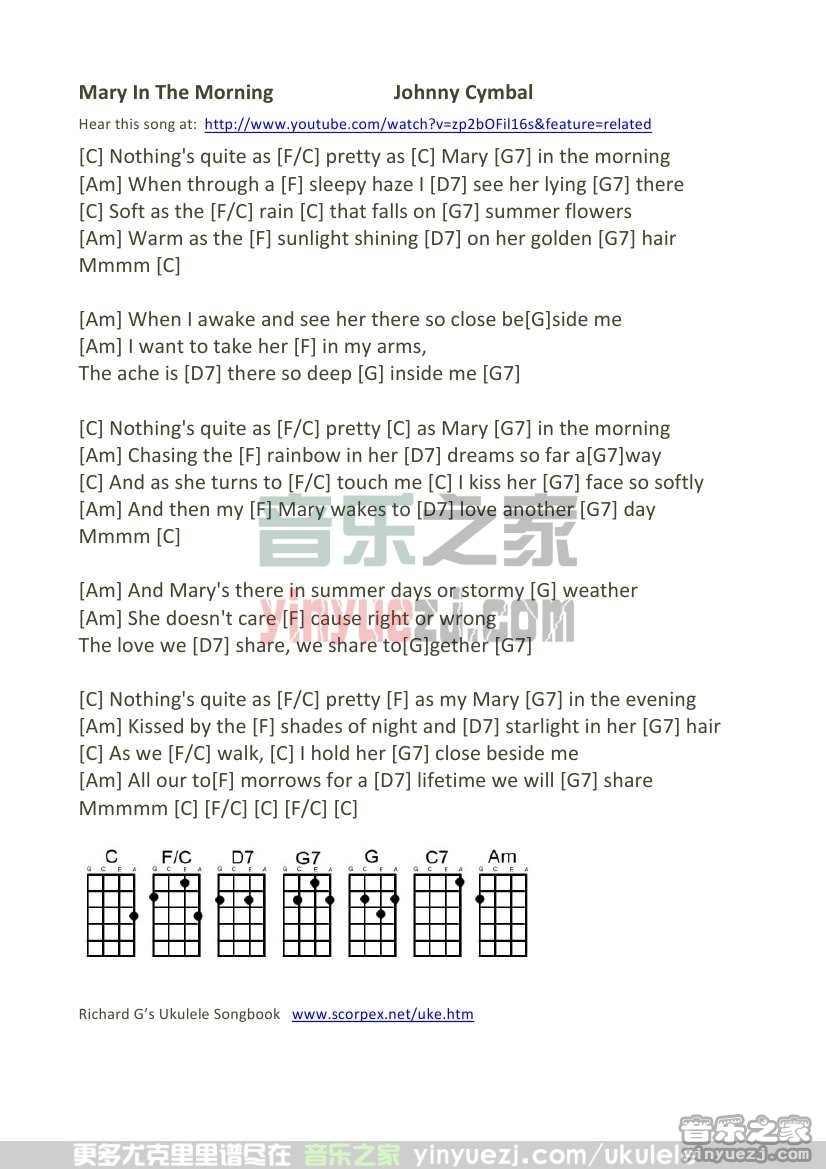 《Mary in the Morning》尤克里里谱