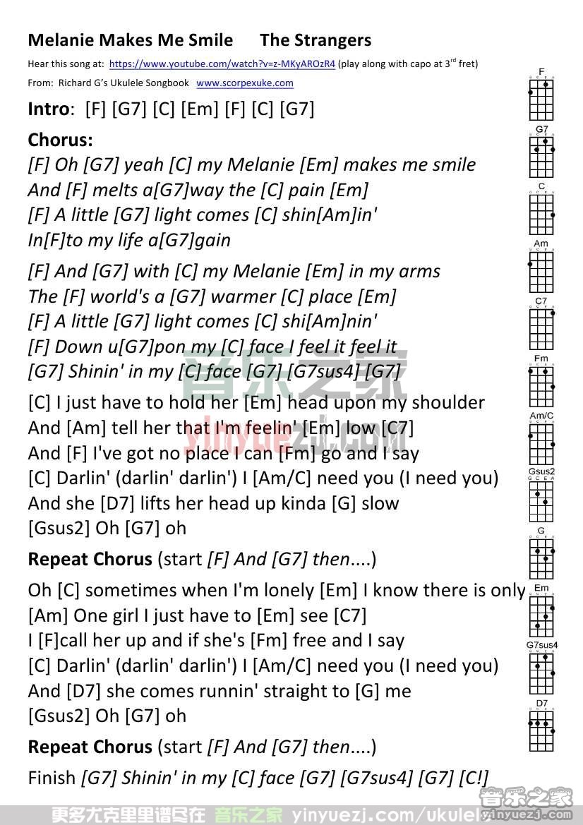 《Melanie Makes Me Smile》尤克里里谱
