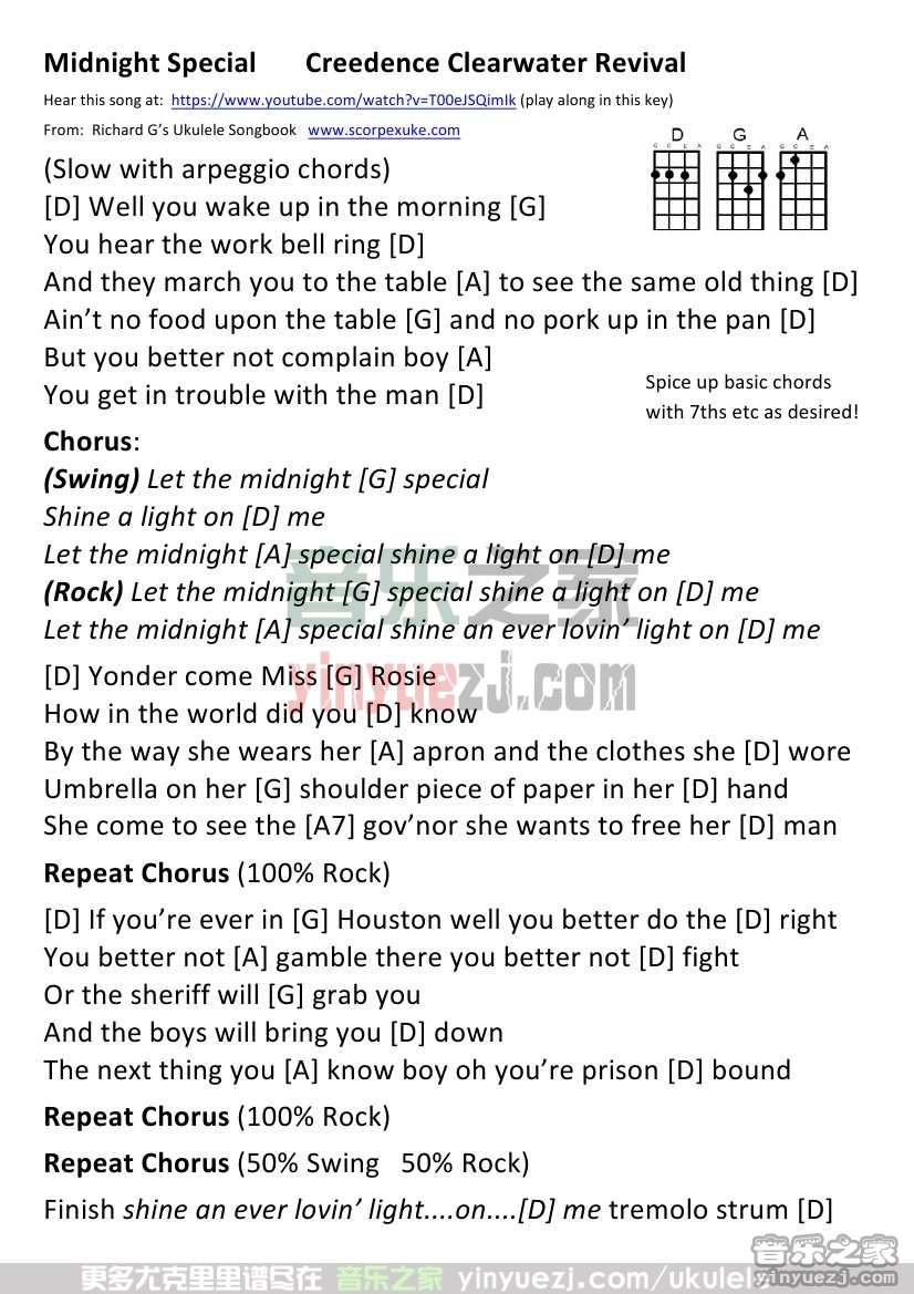 《Midnight Special》尤克里里谱