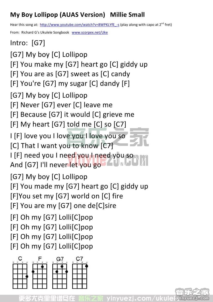 《My Boy Lollipop》尤克里里谱