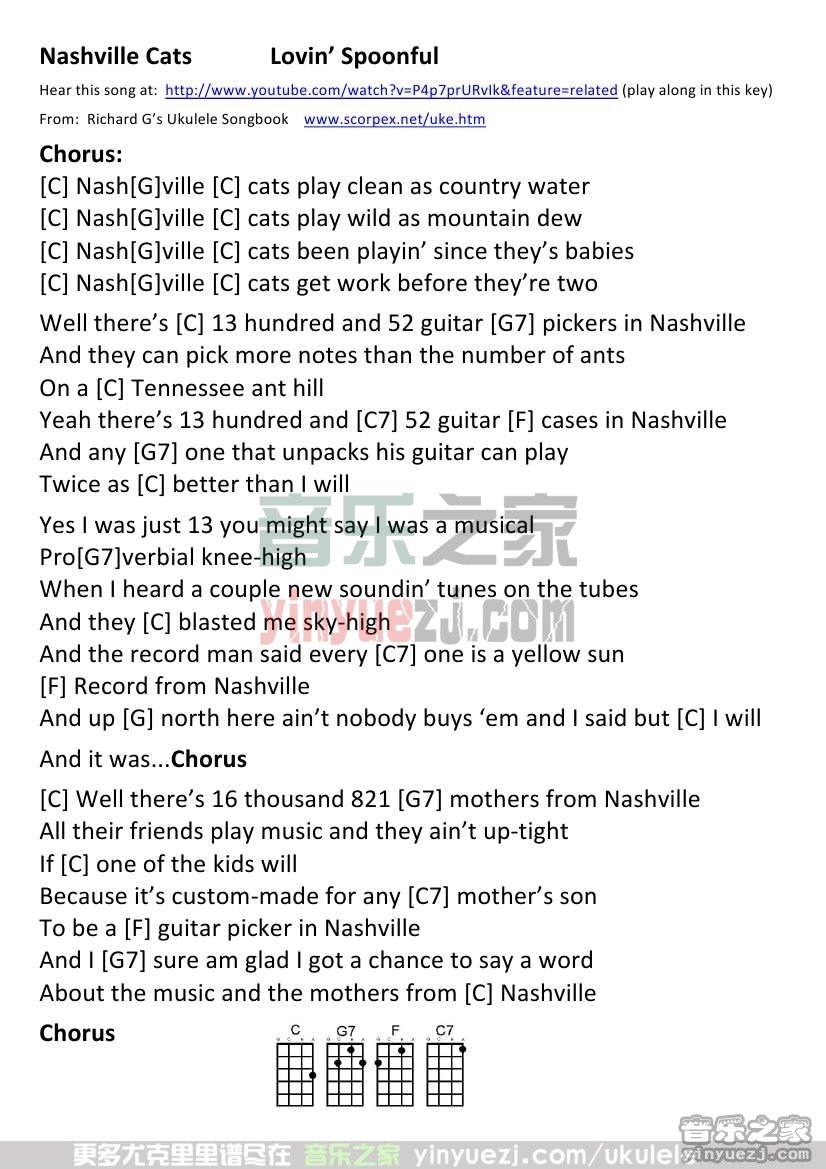 《Nashville Cats》尤克里里谱