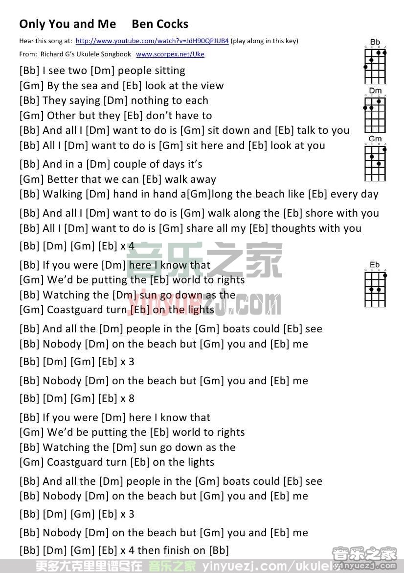 《Only You and Me》尤克里里谱