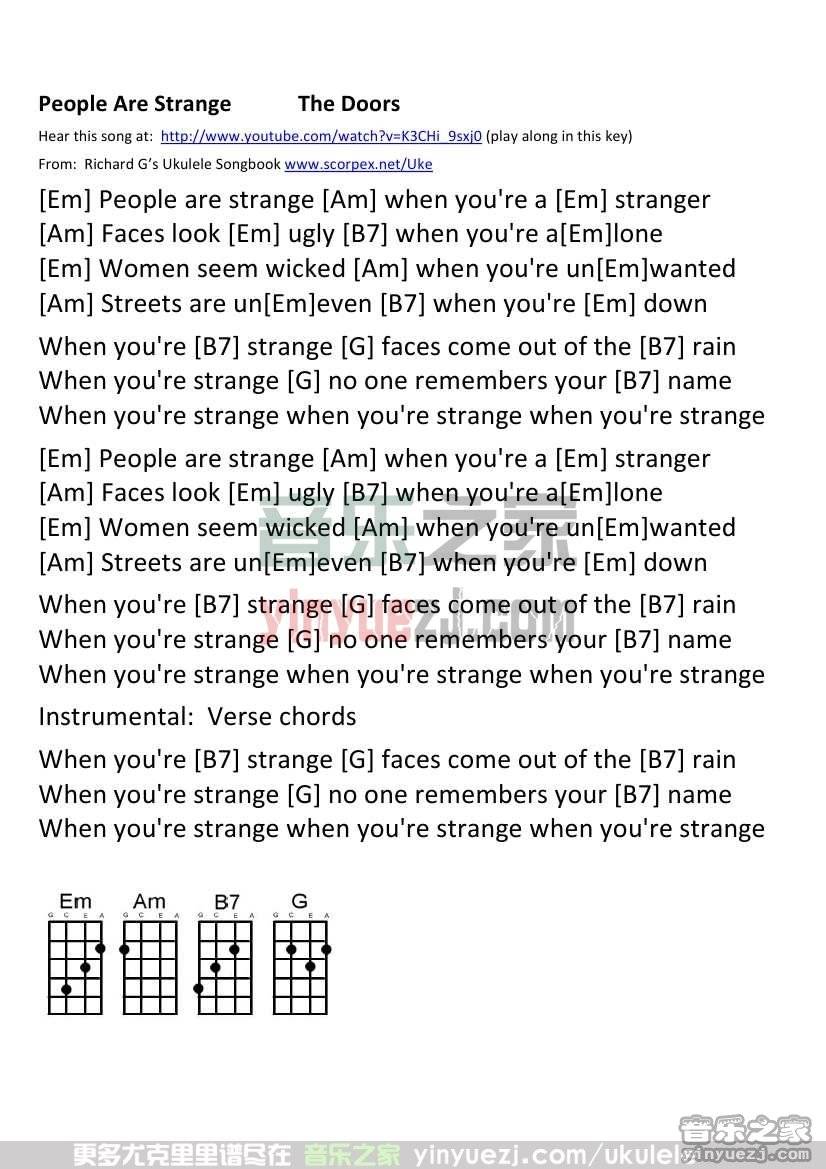 《People Are Strange》尤克里里谱