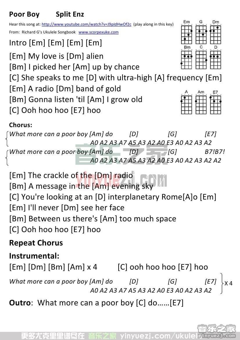 《Poor Boy》尤克里里谱