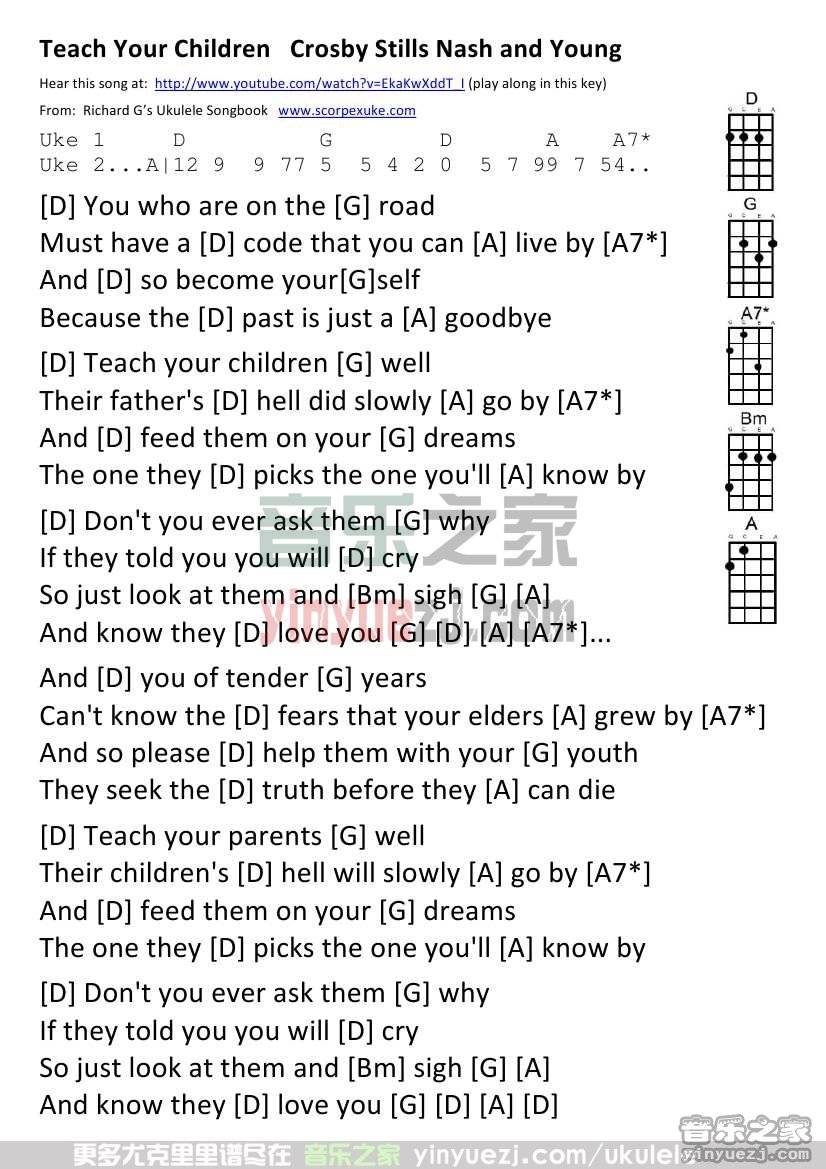 《teach your children》尤克里里谱