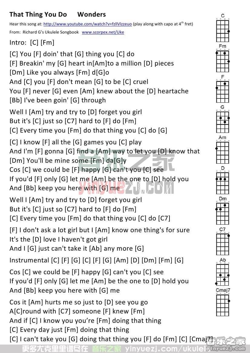 《That Thing You Do》尤克里里谱