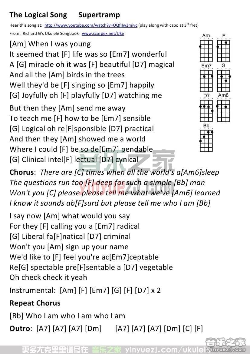 《The Logical Song》尤克里里谱