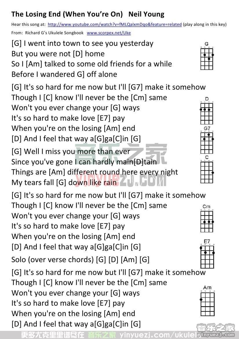《The Losing End》尤克里里谱