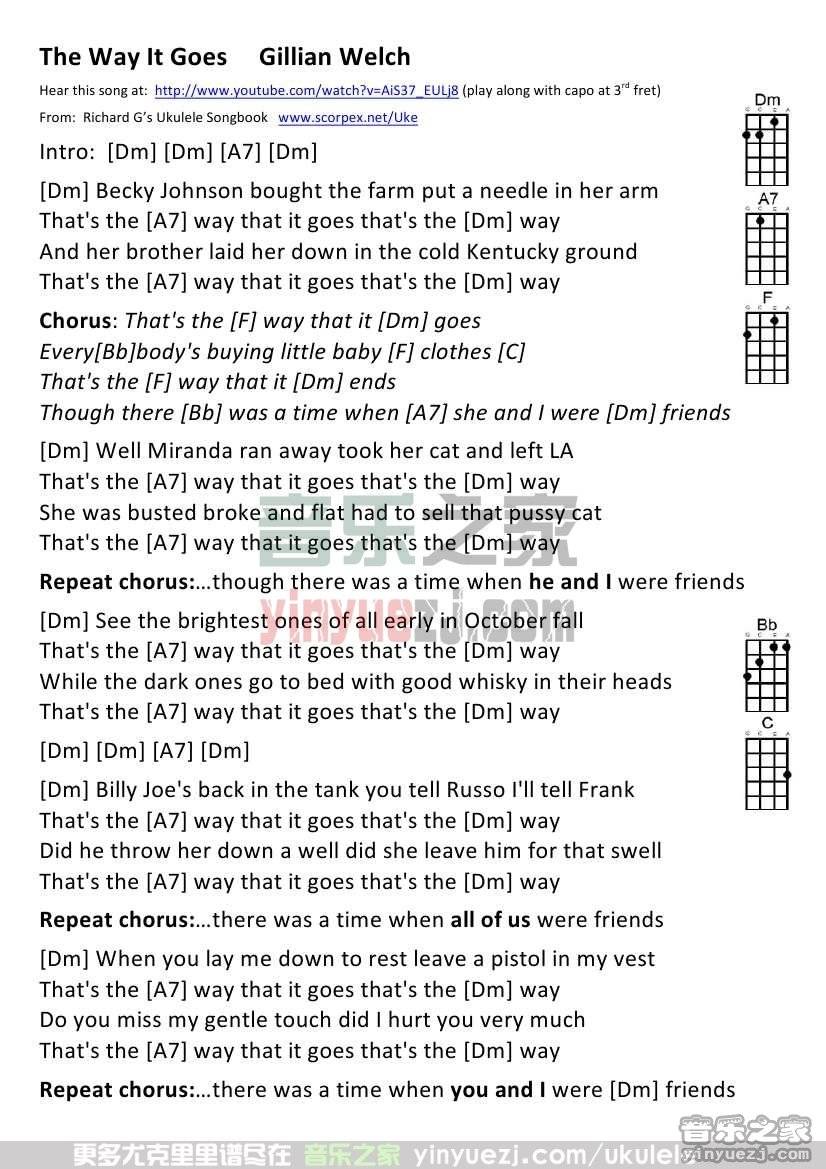 《The Way It Goes》尤克里里谱