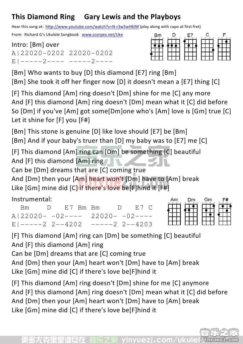 《This Diamond Ring》尤克里里谱