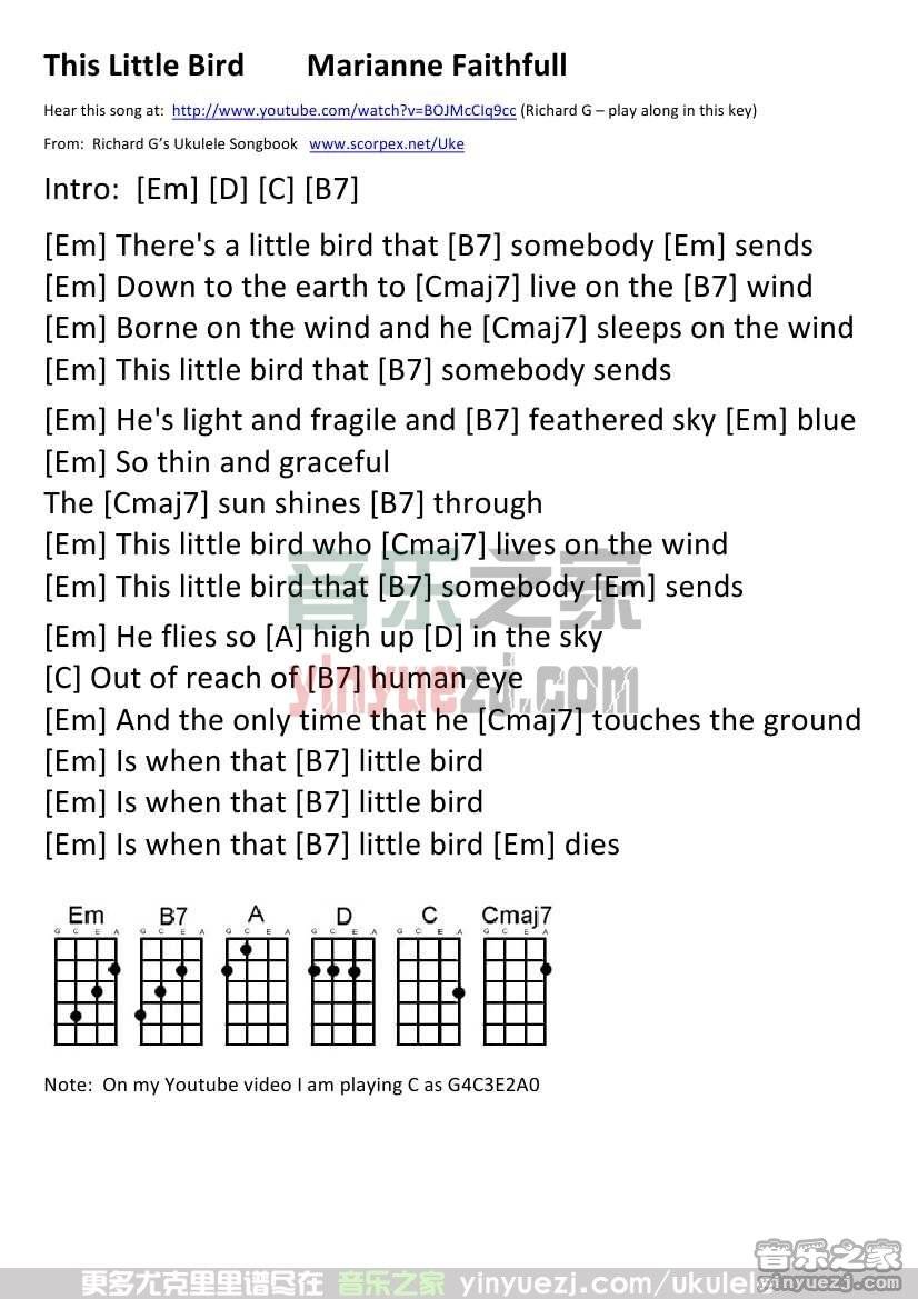 版本一 《This little bird》尤克里里谱