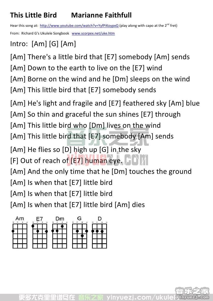 版本二 《This little bird》尤克里里谱