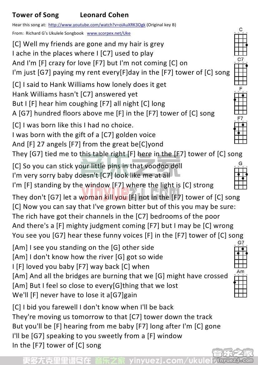 《Tower Of Song》尤克里里谱
