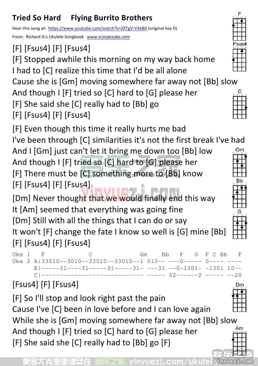 《Tried So Hard》尤克里里谱