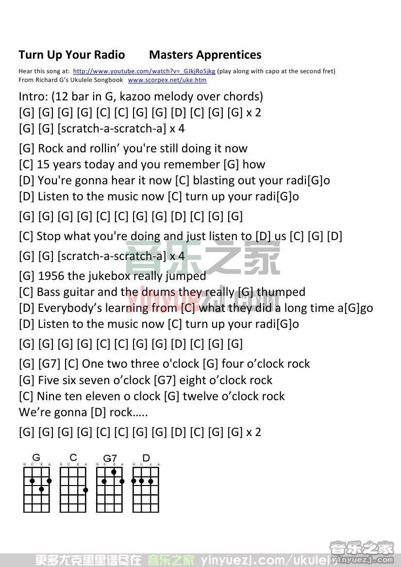 《Turn up Your Radio》尤克里里谱