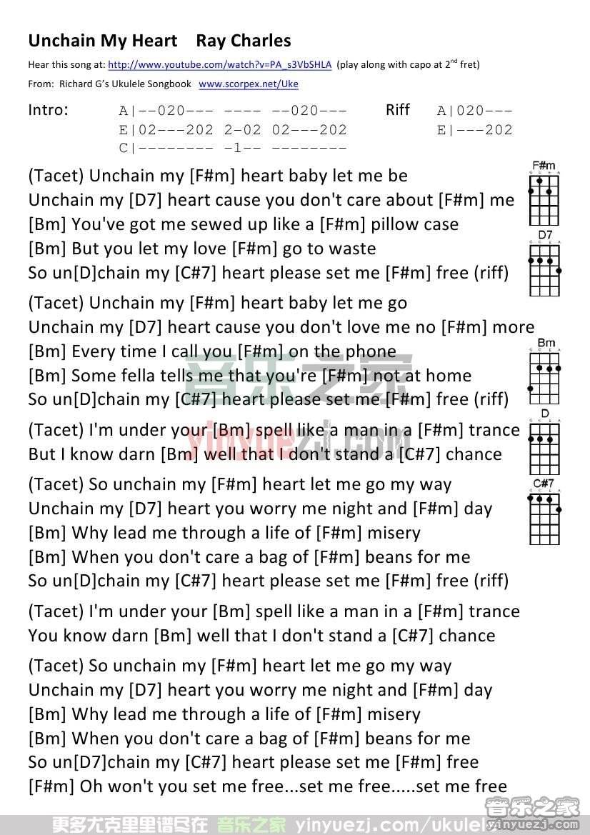 《Unchain My Heart》尤克里里谱