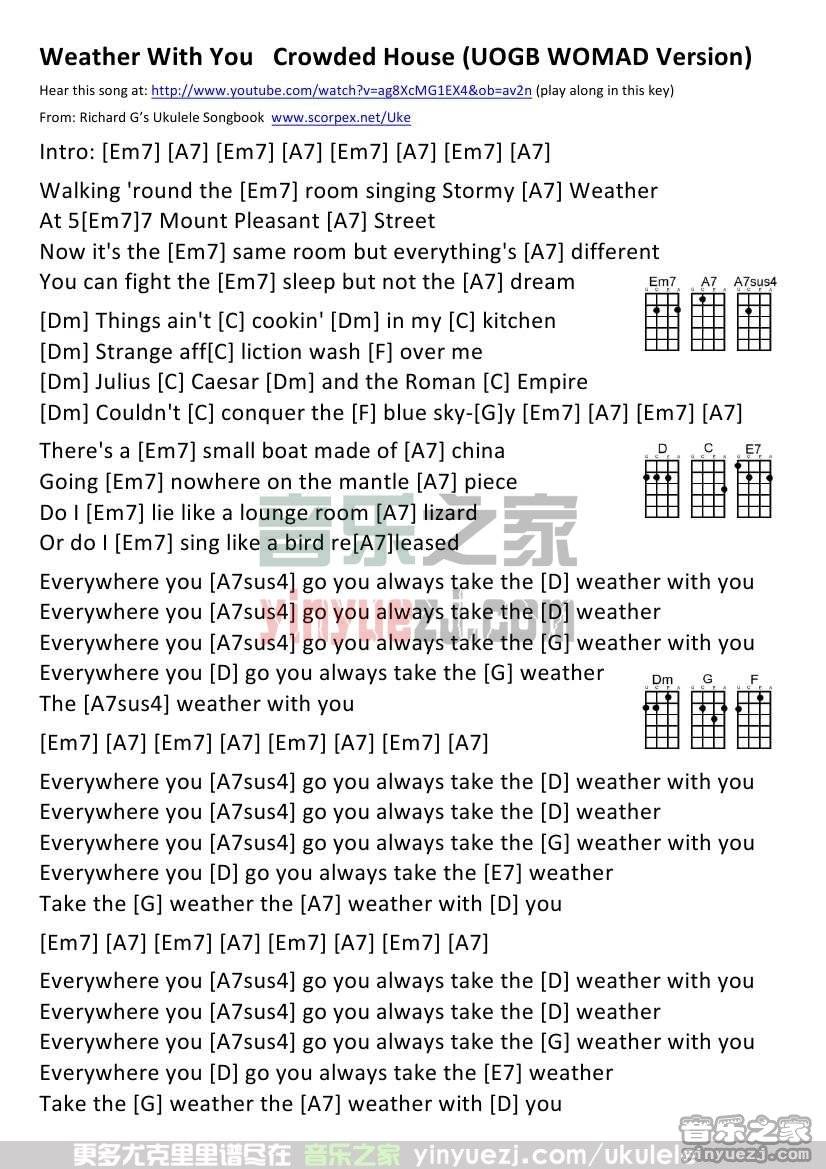 《Weather With You》尤克里里谱