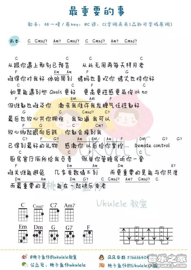 桃子鱼仔版 林一峰《最重要的事》尤克里里弹唱谱