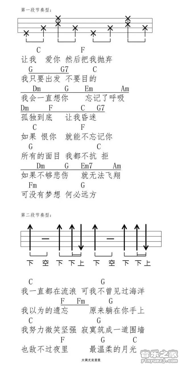 6林宥嘉《残酷月光》尤克里里谱