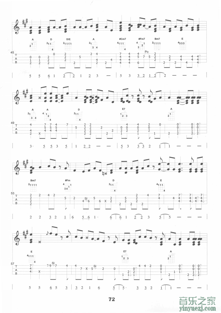 《望春风》ukulele谱4