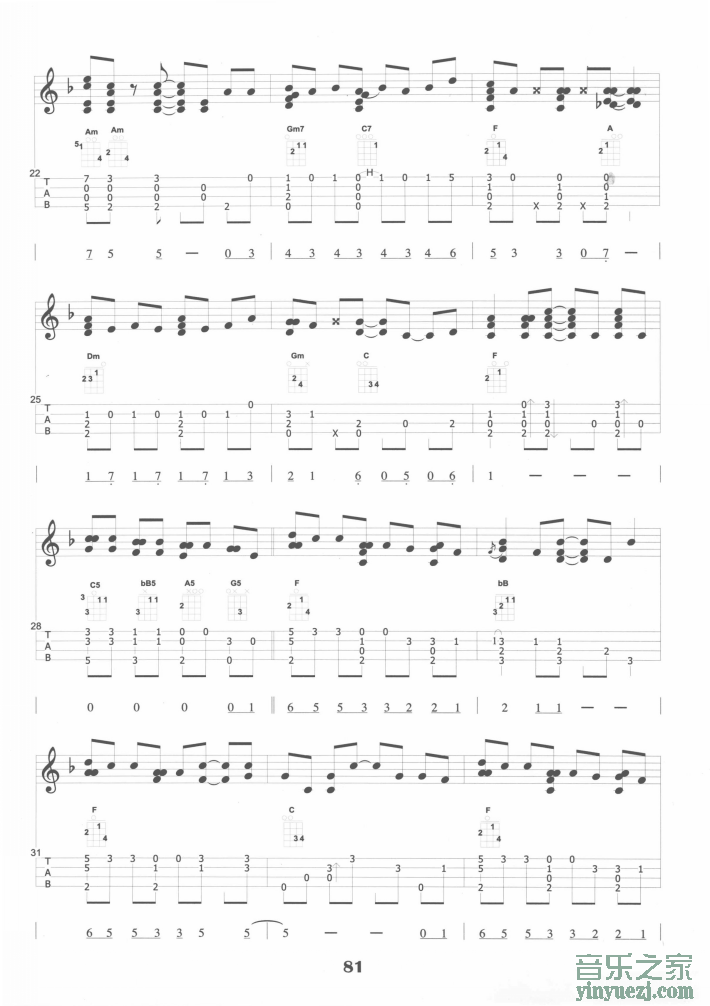 3《Rhythm Of The Rain》ukulele谱