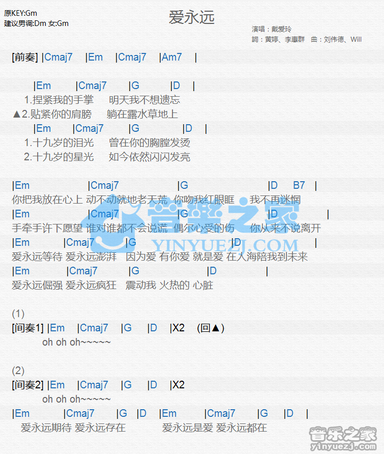 戴爱玲《爱永远》尤克里里谱