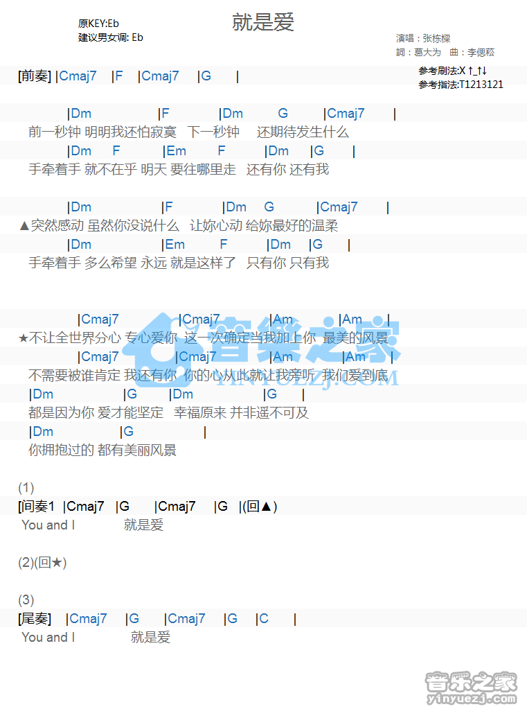 张栋梁《就是爱》尤克里里谱