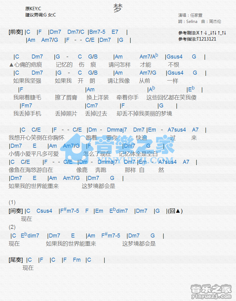 任家萱《梦》尤克里里谱