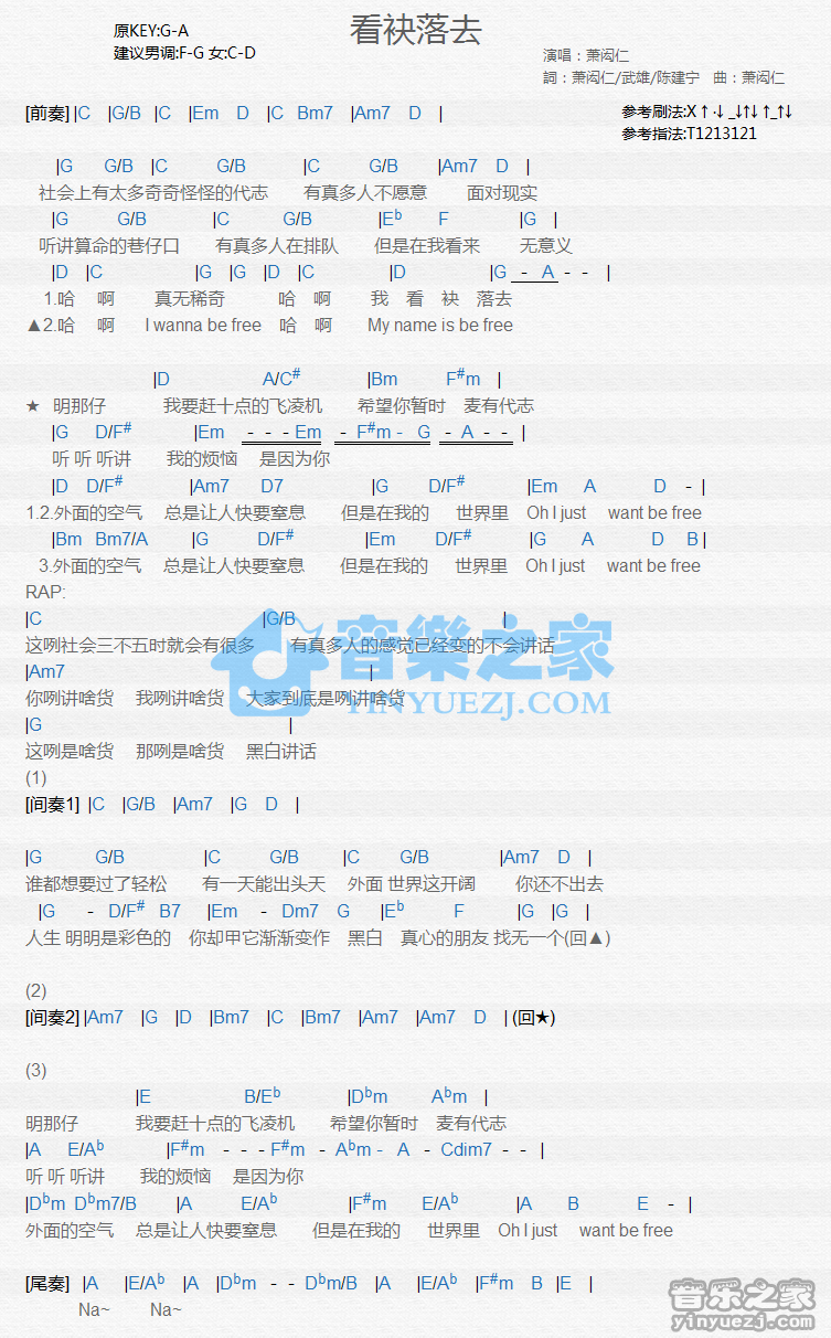 萧闳仁《看袂落去》尤克里里谱