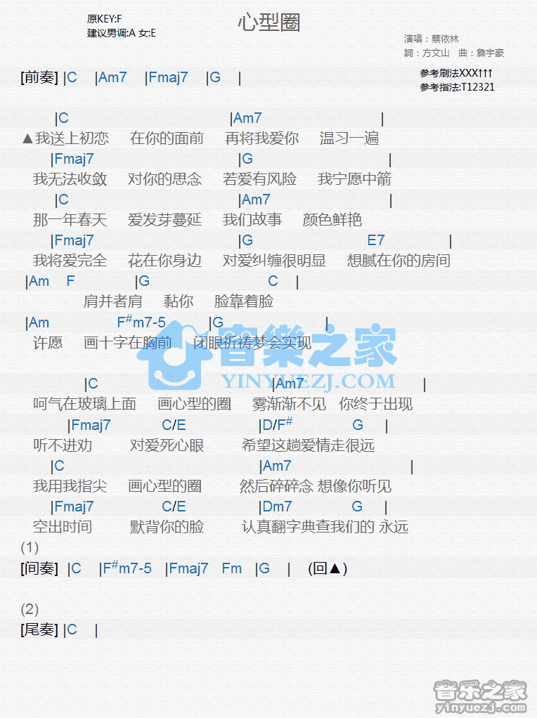 蔡依林《心型圈》尤克里里谱