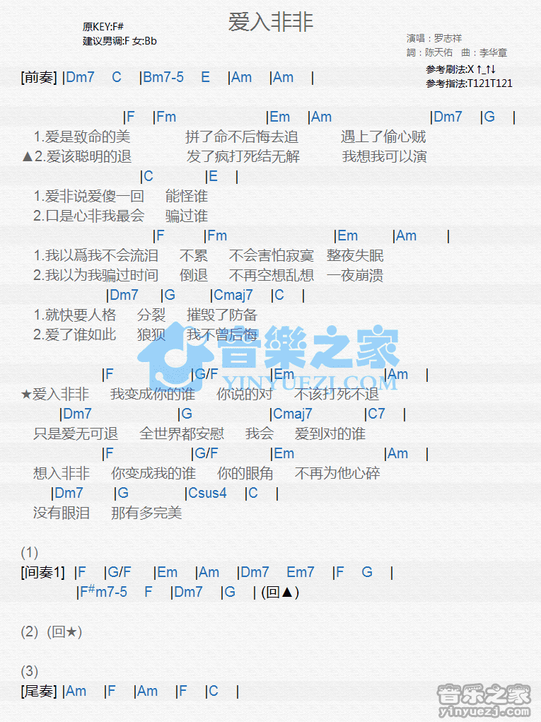 罗志祥《爱入非非》尤克里里谱