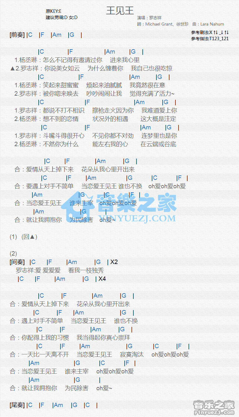 罗志祥《王见王》尤克里里谱