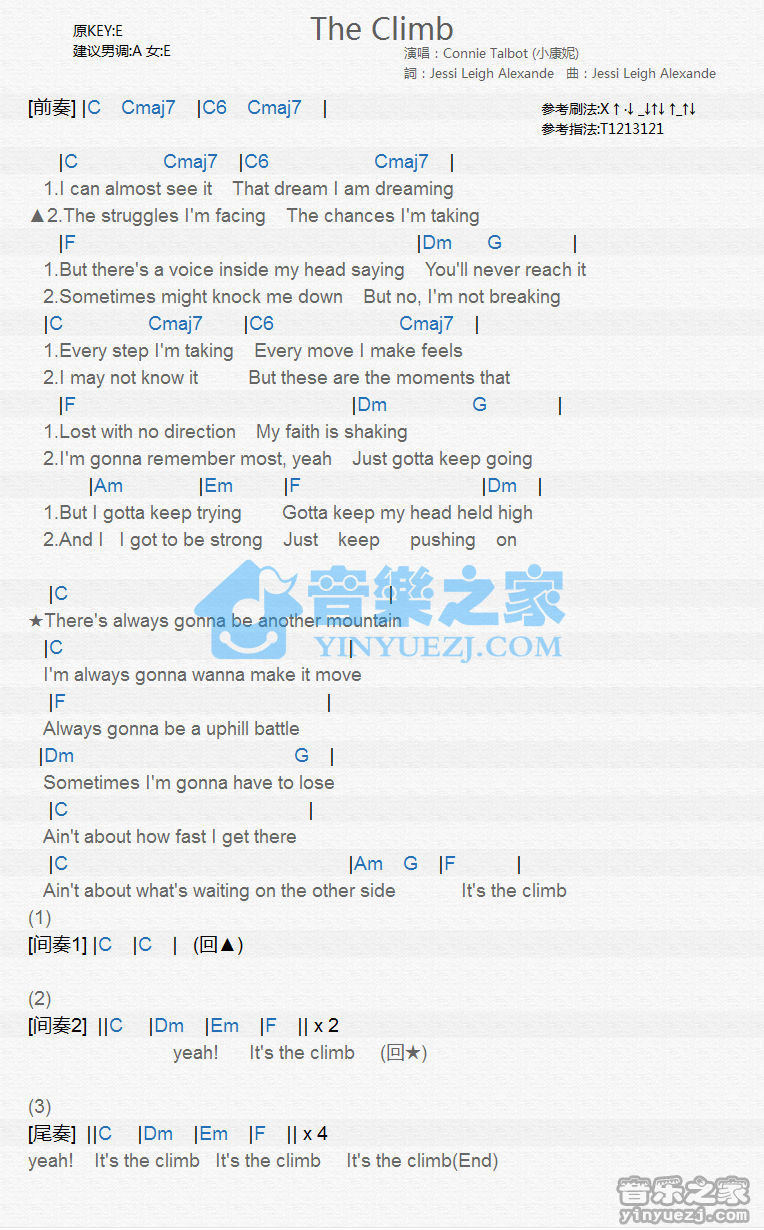 Connie Talbot《The Climb》尤克里里谱