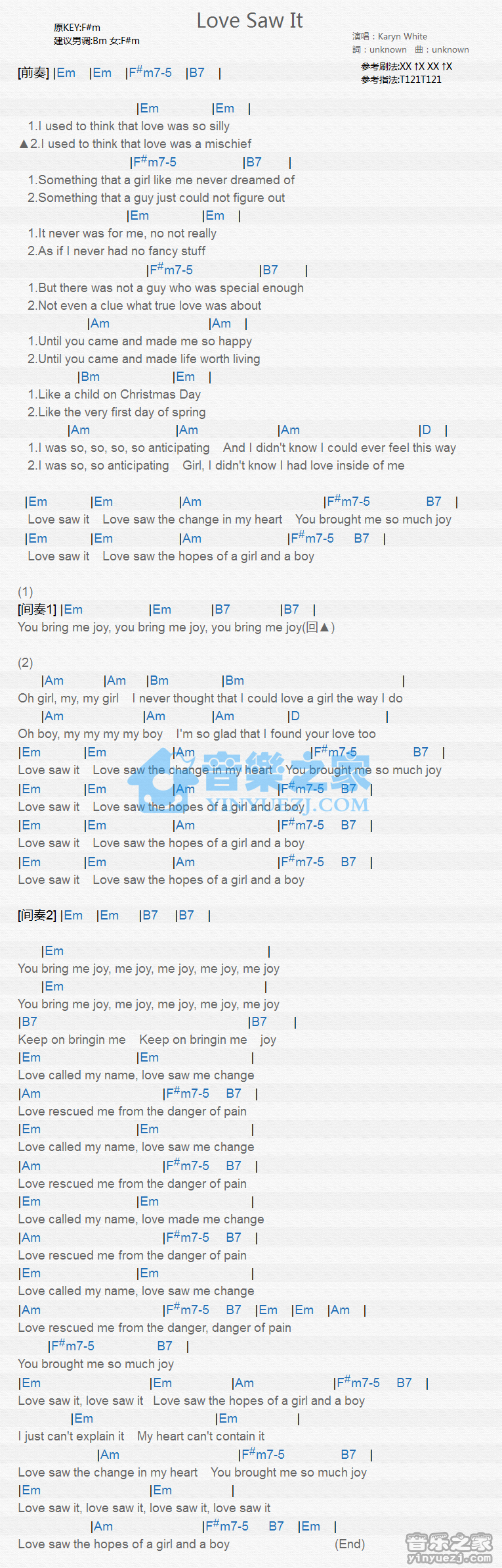 Karyn White《Love Saw It》尤克里里谱