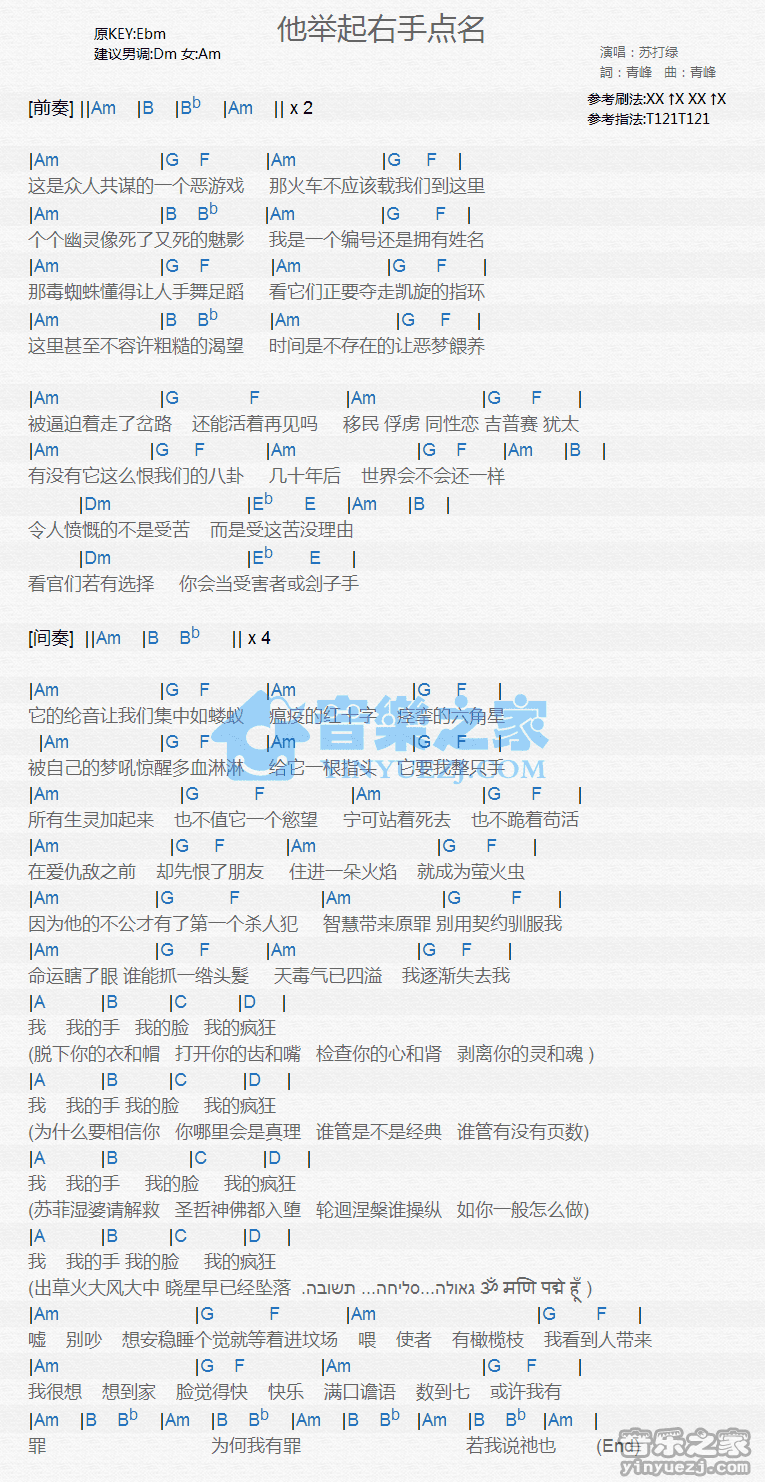 苏打绿《他举起右手点名》尤克里里谱