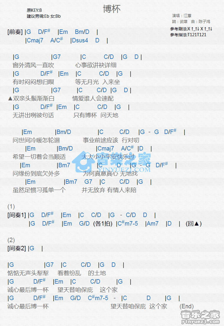 江蕙《博杯》尤克里里弹唱谱
