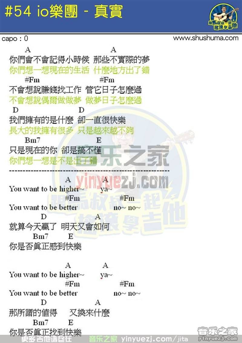 io乐团《真实》吉他谱